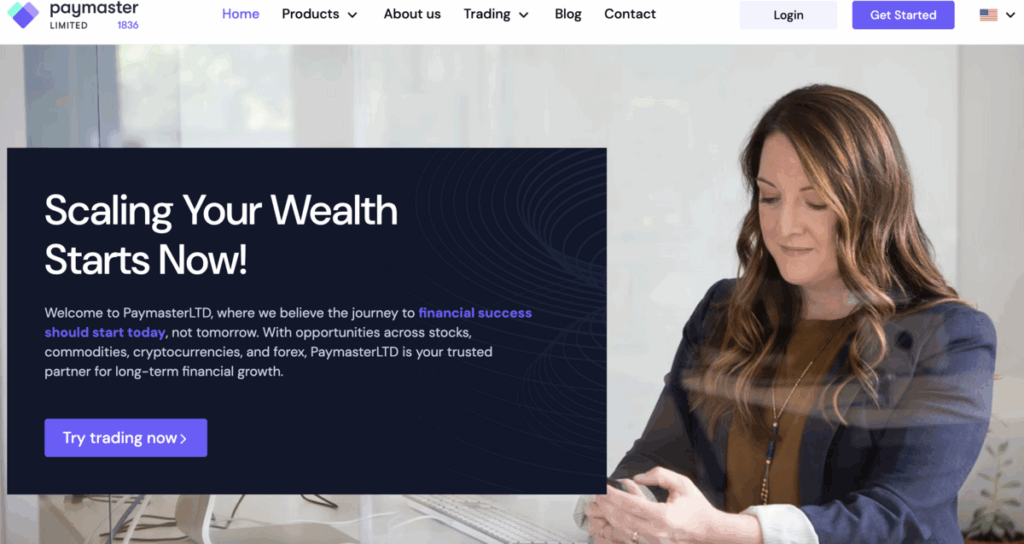 PaymasterLTD home page screenshot