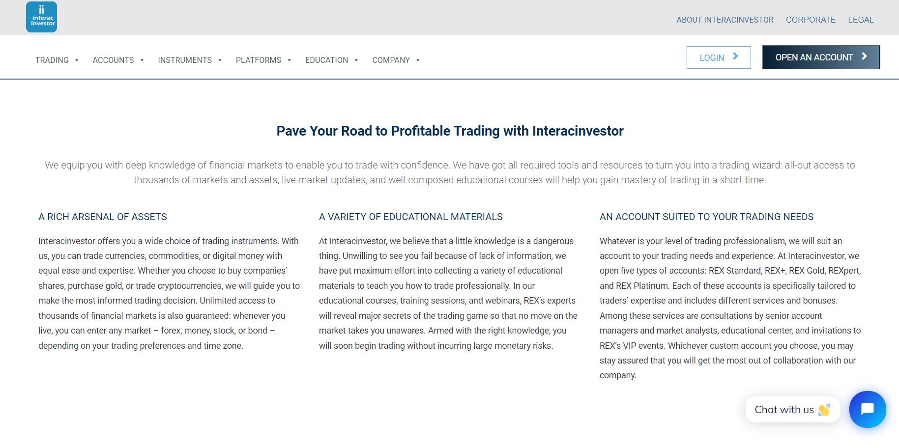 interacinvestor website