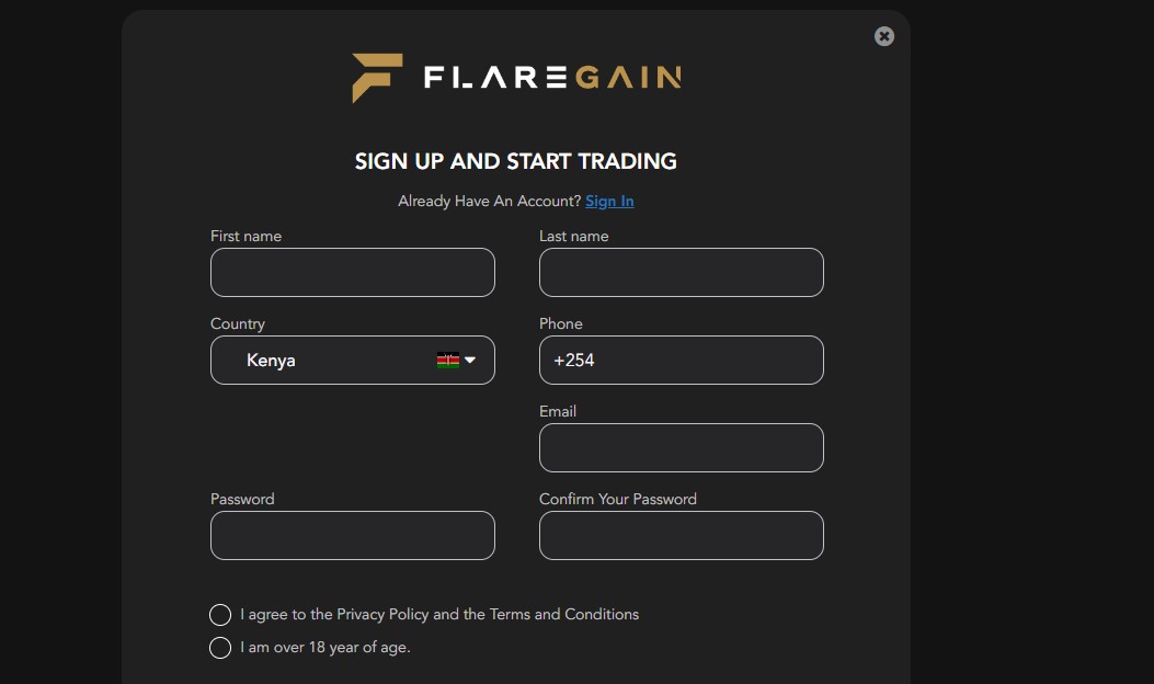 FlareGain Registration