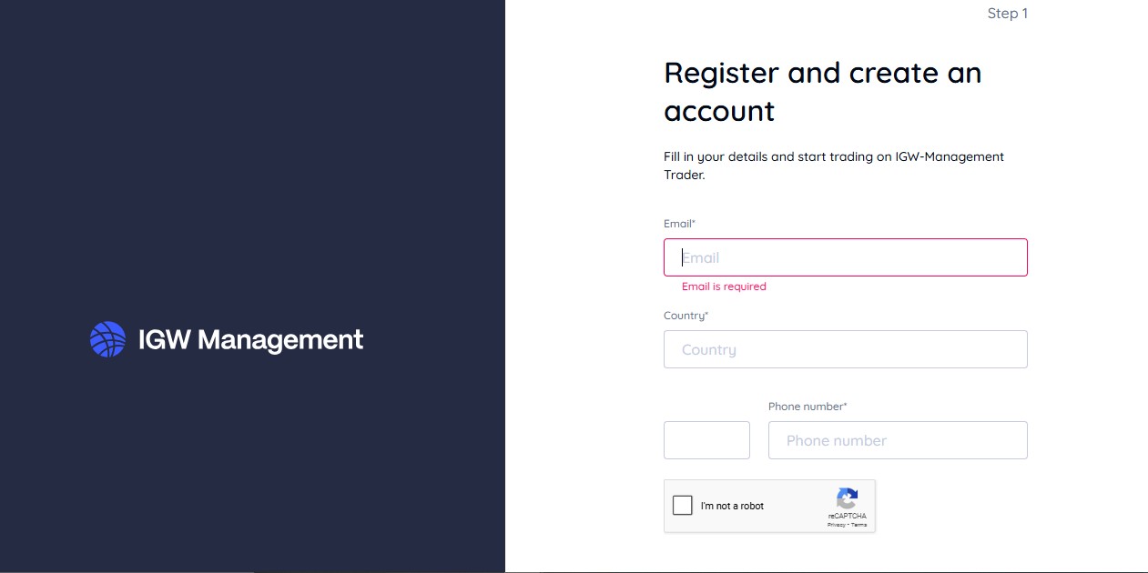 IGW Management SignUp Page IGW Management SignUp Page
