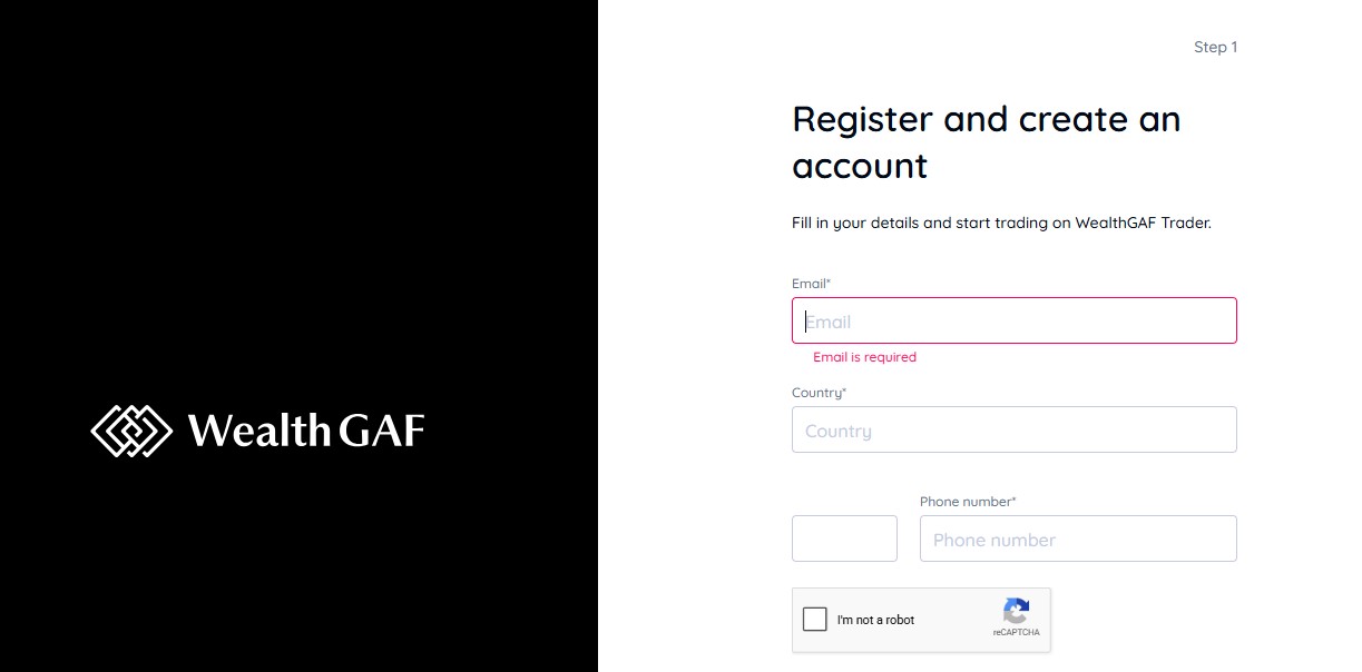 WealthGAF SignUp Page